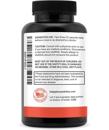 Luma Nutrition Glucosamine Chondroitin MSM with Turmeric and Boswellia - Joint Supplement for Men and Women - 90 Capsules - Buy Online on GoSupps.com