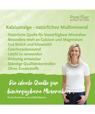 Buy Calcium Algae Powder | Natural Calcium Carbonate from Lithothamnium Calcareum | Bio-Available Minerals | Pureeraw 500g - Optimal Calcium & Magnesium Supplement - Buy Online on GoSupps.com
