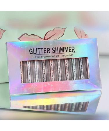 10 Colors Liquid Glitter Eyeshadow Set Waterproof Long Lasting Quick-Drying Shiny Glitter Shimmer Liquid Eyeshadow Makeup Tool - Buy Online on GoSupps.com