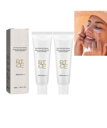 Daily SPF 50 Vitamin E Sunscreen Sun Sunscreen Rice Sunscreen UVA/UVB Protection Lightweight No White Cast Semi Matte Finish Sebum Balancing 3.4 Fl Oz (Pack of 2)