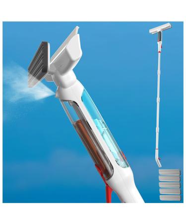 RRRYYYZZ 75'' Spray Window Squeegee with Extension Pole with 4-Section Extension Pole 4 in 1 Shower Squeegee Squeegee for Window Cleaning with Sewage Collector and 5 Pads