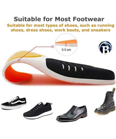 Premium Comfort Arch Support Insoles for Plantar Fasciitis | Gel Orthotic Inserts for Men & Women | Best Shock Absorption for Low Arch to Flat Feet - Size Small - Buy Online on GoSupps.com