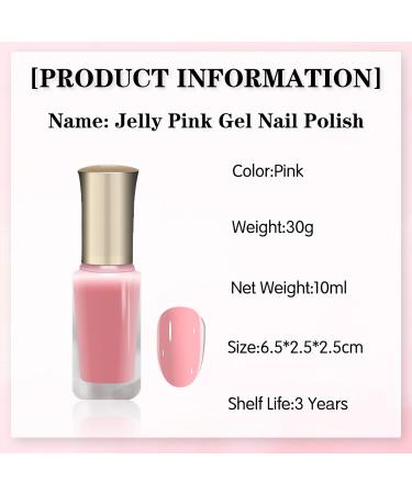 Pink Nail Polish Nude Pink Nail Varnish Chip Resistant Clear Jelly Pink Nail Varnish Quick Dry Pink Gel Polish Water Based Translucent Nail Polish for DIY Manicure Art at Home - Buy Online on GoSupps.com