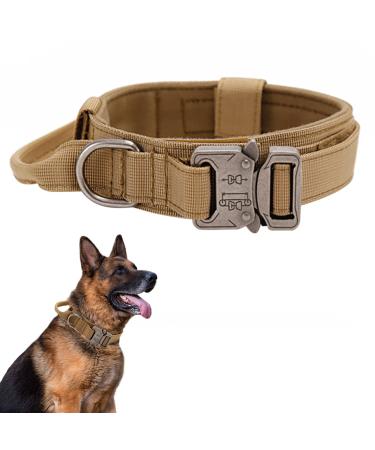 Tactical dog collar adjustable collar with control handle soft padded nylon dog collar with robust metal buckle for medium large dogs m brown