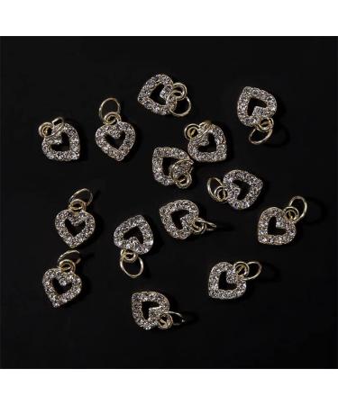 10pcs Sweet 3D Gold Heart Dangle Alloy Glitter Nail Charm Rhinestone Nail Jewelry Pendants Diamond Nail Art Dangle Nail Piercing Charms Alphabet Alloy 3D Nail Art Charm Acrylic Tips - Buy Online on GoSupps.com