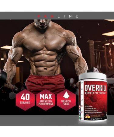 Pro Line Overkill Pre-Workout Powder | Increases Energy & Focus Maximum Strength & Performance Nitric Oxide Booster | 400mg Caffeine 7g L-Citrulline 3.2g Beta Alanine | 40 Servings (Peach Mango) Peach Mango 40 Servings (Pack of 1) - Buy Online on GoSupps.com