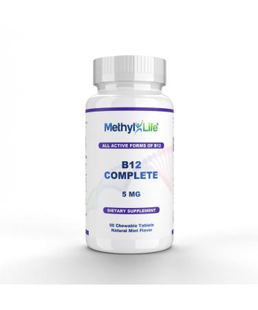 Methyl-Life B12 Complete Professional Strength Active B12 3 Months Supply. Chewables. 2.5 mg Methylcobalamin Methyl 1.25mg Hydroxy B12 and 1.25 mg Adenosylcobalamin
