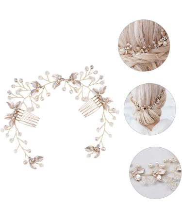 Angoily Bride Hair Braiding Hair Comb Pearl Headpiece for Wedding Gold Hair Comb Floral Hair Clips Bridal Hair Pin Rhinestone Hair Clip Bridesmaid Twist Flower Alloy Material - Buy Online on GoSupps.com