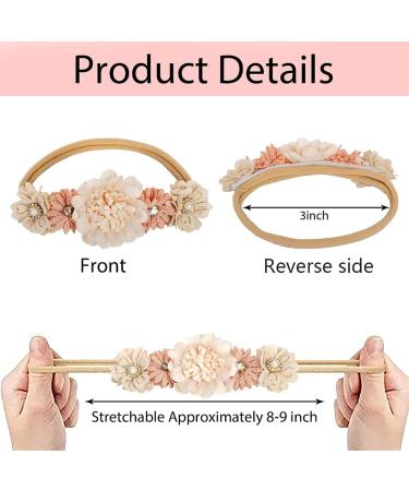Shop WJRQD 3-Piece Baby Girl Flower Headbands - Perfect for Christenings Weddings & Family Photos | Stylish Hair Accessories for Newborns - Buy Online on GoSupps.com