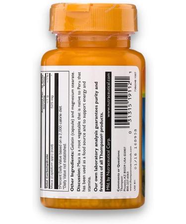 Thompson Maca 525mg - 60 Vegetarian Capsules for Energy & Vitality - Buy Online on GoSupps.com