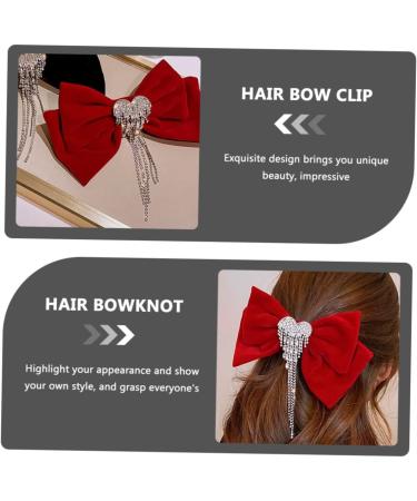 Angoily Tassel Hair Clip Girl Hair Accessories Velvet Hair Bow Girl Bows for Hair Clips for Women Hair Bow Clip Bowknot Barrette Silky Hair Clip Red Pearlescent Alloy Miss Set - Buy Online on GoSupps.com