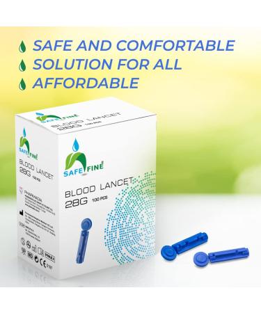 SafeFine 28G 3mm Blood Lancets | Sterile & Compatible with Most Lancing Devices | 100 pcs/box - Buy Online on GoSupps.com