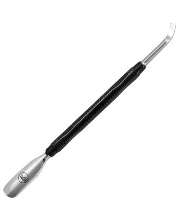 K-Pro Cuticle Pusher and Nail Cleaner - Professional Tool with Spoon Metal (Black)
