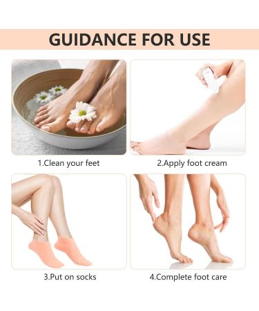 Silicone Moisture Socks for Dry Cracked Feet - Foot Care Spa Gel Socks for Women (Beige) - Buy Online on GoSupps.com