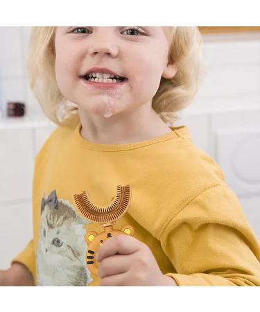 U-Shaped Children's Toothbrush | Cartoon Tiger Design Soft Silicone Brush Head for Full Mouth Cleaning - Ideal for Training & Gentle Care - Buy Online on GoSupps.com