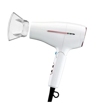 Conair Hair Dryer Worldwide Travel Hair Dryer with Smart Voltage Technology and Folding Handle Includes Concentrator White Travel Size