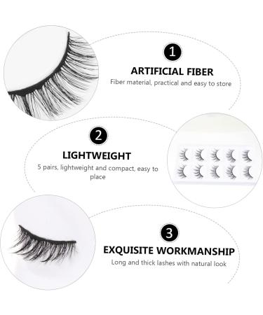 minkissy 5 Pairs False Eyelashes Eyelash Handmade Eyelashes Fluffy Volume Lashes Glue False Lashes Elf Eyelashes Makeup Eyelashes Wispy Eyelashes Artificial Fiber Cross Section 3d - Buy Online on GoSupps.com