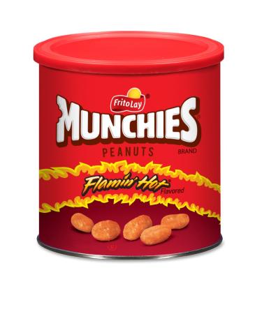 Munchies Flamin' Hot Flavored Peanuts, 16 Ounce (4 Canisters)