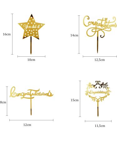ALEGRE Graduation Cake Decoration Gold Graduation Cake Topper Pack of 8 Grade Cap Cake Decoration Acrylic Graduation Congratulation Cake Decoration You Did It Cake Topper for Graduation 2024 - Buy Online on GoSupps.com