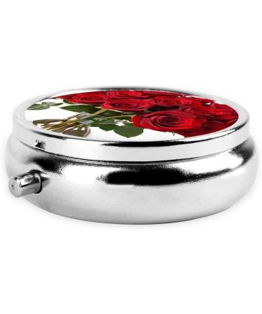 Rose Printed Mini Round Pill Box - 3 Compartment Travel Pill Organizer for Home & Office - Buy Online on GoSupps.com