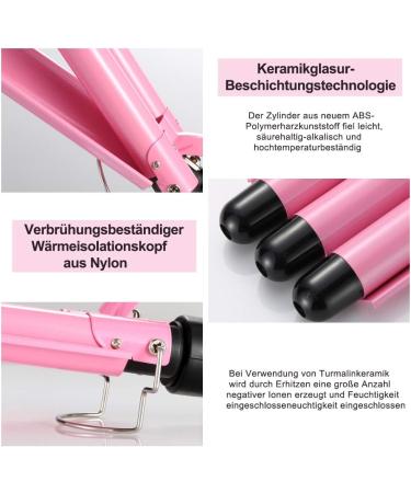 Hair Curling Iron 3 Barrel Wands 20/22/25/28/322mm Hair Waver Curling Iron for Long or Short Hair Professional Curling Wand Temperature Adjustable Heat Up Quickly Hot Tools (25mm) - Buy Online on GoSupps.com