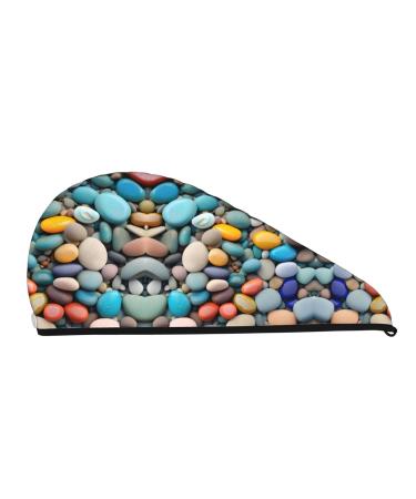 Beach Colored Pebbles Coral Velvet Dry Hair Cap | Perfect for Home Travel Pool Parties & More - Buy Online on GoSupps.com