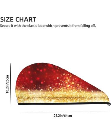 Hair Towel Wrap with Button - Fast Drying Hair Turban - Red Gold Glitter Head Towel - Buy Online on GoSupps.com