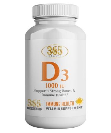 Vitamin D3 (365 Count) Vitamin D 1000 IU Helps Support Immune Health Strong Bones and Teeth & Muscle Function 125% of The Daily Value for Vitamin D in One Daily Tablets 365 Health