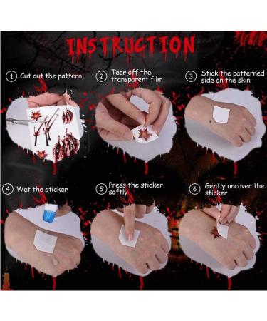 Halloween Tattoos 30 SheetsTemporary Tattoo Realistic Halloween Zombie Scars Wounds Tattoos Bleeding Fake Bloody Scar Wound Scab Stickers for Halloween Cosplay Party - Buy Online on GoSupps.com