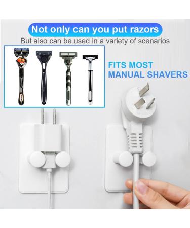 HOXSURY Waterproof Self Adhesive Razor Holder - Adjustable Hooks for Shower and Kitchen - 2 Pack (White) - Buy Online on GoSupps.com