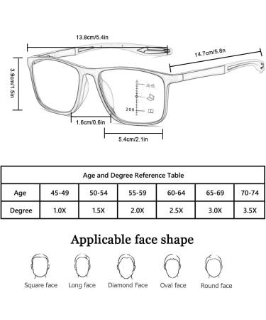 Photochromic Multifocus Reading Glasses Anti Blue Light computer Readers TR90 Flexible Sports Style Sunglasses(Couleur:Noir Grandeur:1.0x) - Buy Online on GoSupps.com