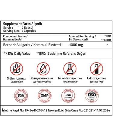 VALIDUS Berberin (Berberis Vulgaris) 1000 mg 60 Capsules - Buy Online on GoSupps.com