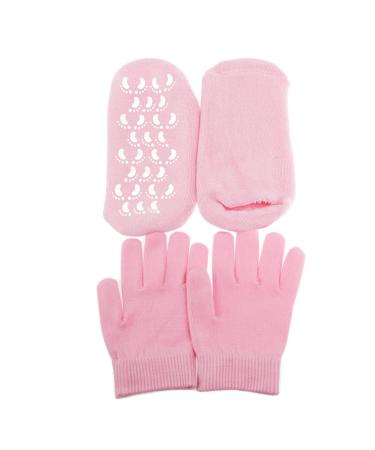 Moisturizing Socks Set Spa Gel for Hydrating Softening Repairing Dryness Cracked Hands Feet Skin Care Whitening - One Size (Pink)