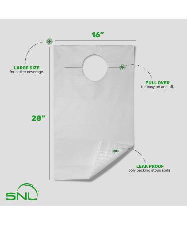 SNL Disposable Adult Poly-Lined Bibs - 16 x 28 - Overhead - Pack of 300 - Buy Online on GoSupps.com