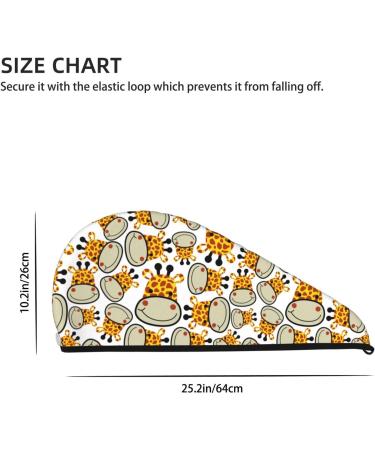 Hair Towel Wrap - Quick Drying Towel Turban with Button for Effortless Hair Drying - Giraffe Design - Buy Online on GoSupps.com
