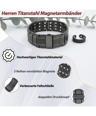 Vicmag Magnetic Bracelet for Men - Three Rows Titanium Steel Magnetic Therapy Bracelet with Adjustable Folding Clasp (Gray) - Buy Online on GoSupps.com
