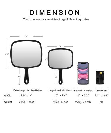 Gladmart Square Black Hand Mirror with Handle - Ideal for Salon, Barber, and Hairdressing (9 x 12.4 inches) - Buy Online on GoSupps.com