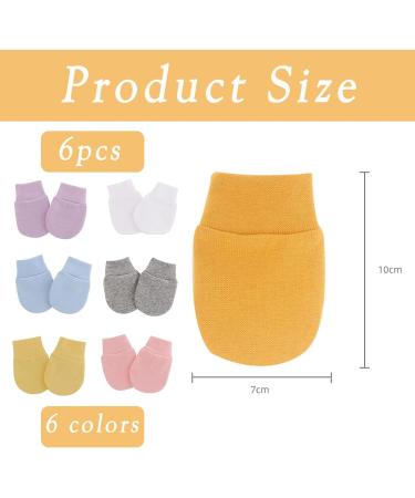 6 Pairs Newborn Baby Anti-Scratch Mittens | Soft Adjustable Cotton Gloves for 0-6 Months Boys Girls - Buy Online on GoSupps.com