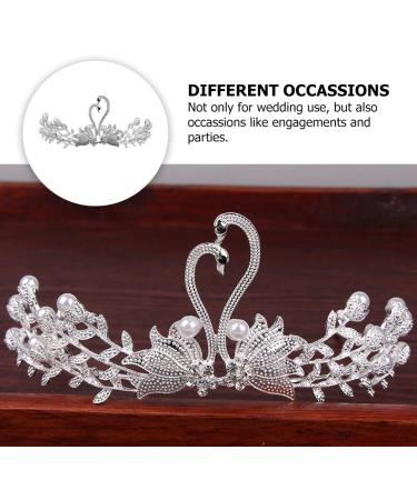 Vintage Swan Crown Headgear - Rhinestone Tiara & Crystal Crowns for Weddings - Elegant Baroque White Hair Accessory for Women - Buy Online on GoSupps.com
