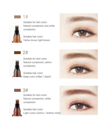Microblading Eyebrow Pencil - Waterproof Fork Tip Liquid Pen for Long-Lasting & Easy Makeup Removal (2Dark Brown) - Buy Online on GoSupps.com