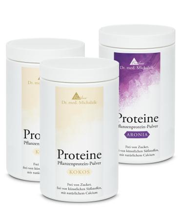 Proteins 2xkokos 1xaronia Dr.med.Michalzik - high -quality plant protein powder natural herbs protein coconut milk powder sustainable coral calcium - without additives - from Biotikon