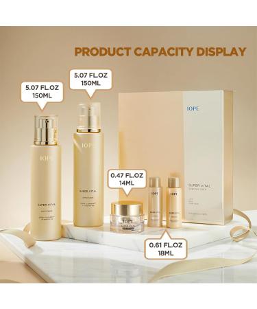 IOPE Super Vital Skin Care Set - Luxury Korean Anti-Aging Gift Set | Toner Lotion & Moisturizer for Wrinkle Care | Hydration & Lifting Facial Kit for All Skin Types - Buy Online on GoSupps.com