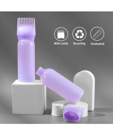 Paefiu 2-Piece Hair Oil Applicator Set - 170ml Root Ridge Bottle for Hair Oiling & Coloring - Violet Graded Scale Applicator - Buy Online on GoSupps.com