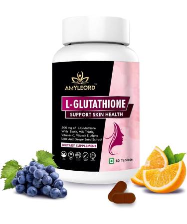 L - Glutathione Tablets 1000mg with Vitamin C Biotin Milk Thistle Vitamin Extract for Help to Skin Glow - 60 Tablets