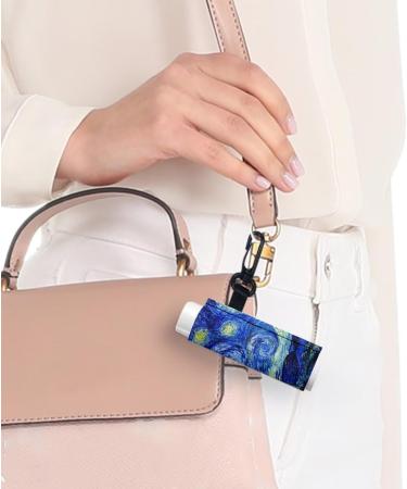 Shop Pseasysky Van Gogh Starry Night Chapstick Holder | Keychain Clip-on Lip Balm Pouch for Women & Girls - Buy Online on GoSupps.com