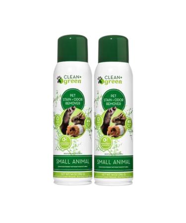 Clean+Green All Purpose Cage Cleaner for Small Animals, 14 oz - Eco-Friendly, Natural, Non-Toxic Cleaning Supplies - Professional Stain Remover, Plant Based - Premium Pet Waste Odor Eliminator Pack of 2
