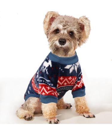 Yaodhaod dog sweater for small dogs fleece dog sweater ethnic style dog winter clothing ultra soft thermal winter warm puppy sweatshirt pet sweater (xs blue) XS blue