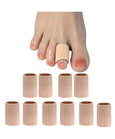 DYKOOK Gel Lined Toe Tubes Sleeves 10 Pcs Made of Elastic Fabric Lined with Silicone Gel. Toe Sleeve Protectors Relief Toe Pressure Pain Corn and Calluses Remover