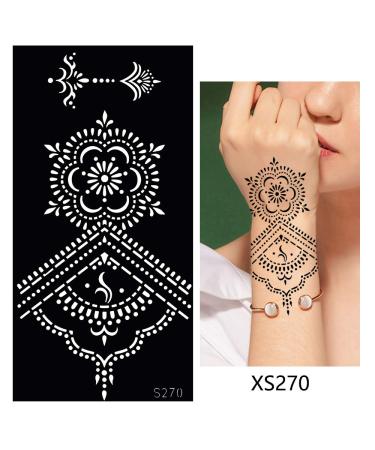 Glaryyears Temporary Tattoo Stencil - 8 Sheets Henna Template for Women, Hand Finger Wrist Body Art Paint - Buy Online on GoSupps.com