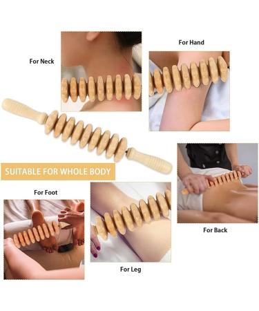 Knnuey 12 Rollers Wooden Massager | Curved Exercise Roller Sticks for Full Body Relief | Wood Therapy Massage Tools for Muscle Pain Relief - International Shipping Available - Buy Online on GoSupps.com